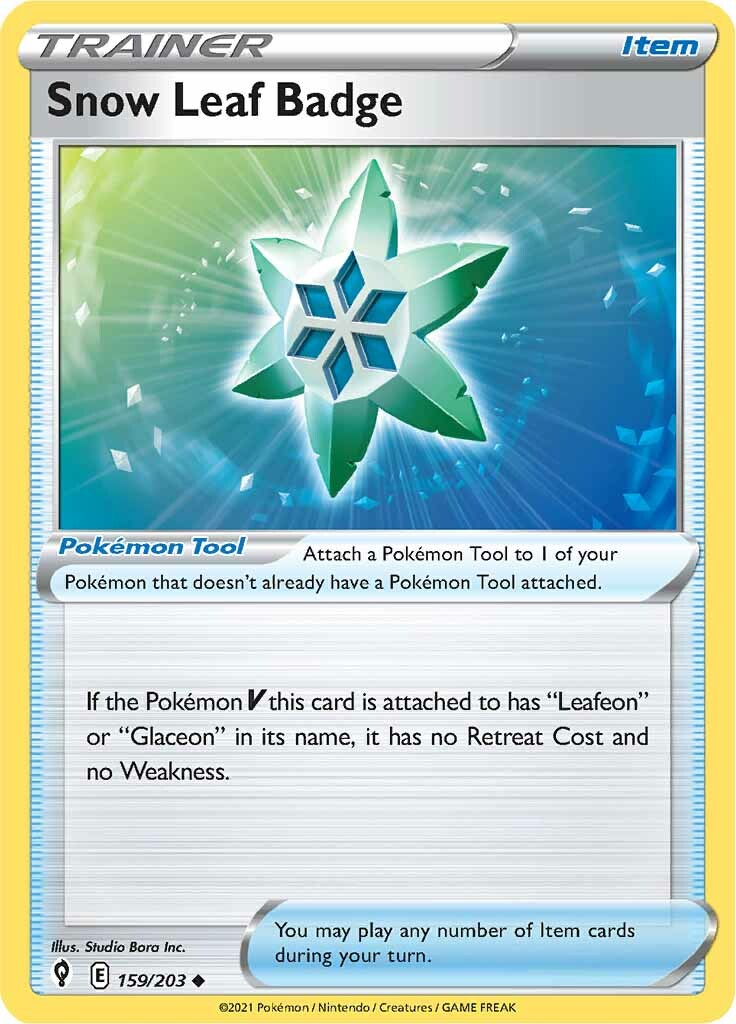 Snow Leaf Badge (159/203) [Sword & Shield: Evolving Skies] - Pokémon - Card Brawlers | Quebec | Canada |