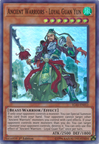 Ancient Warriors - Loyal Guan Yun [IGAS-EN012] Super Rare - Yu-Gi-Oh! - Card Brawlers | Quebec | Canada |