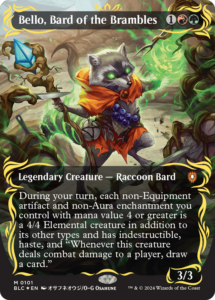 Bello, Bard of the Brambles (Borderless) (Raised Foil) [Bloomburrow Commander] - Magic: The Gathering - Card Brawlers | Quebec | Canada |