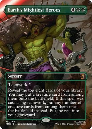Earth's Mightiest Heroes (Borderless) (MSH-349) - Marvel Super Heroes Foil - Card Brawlers