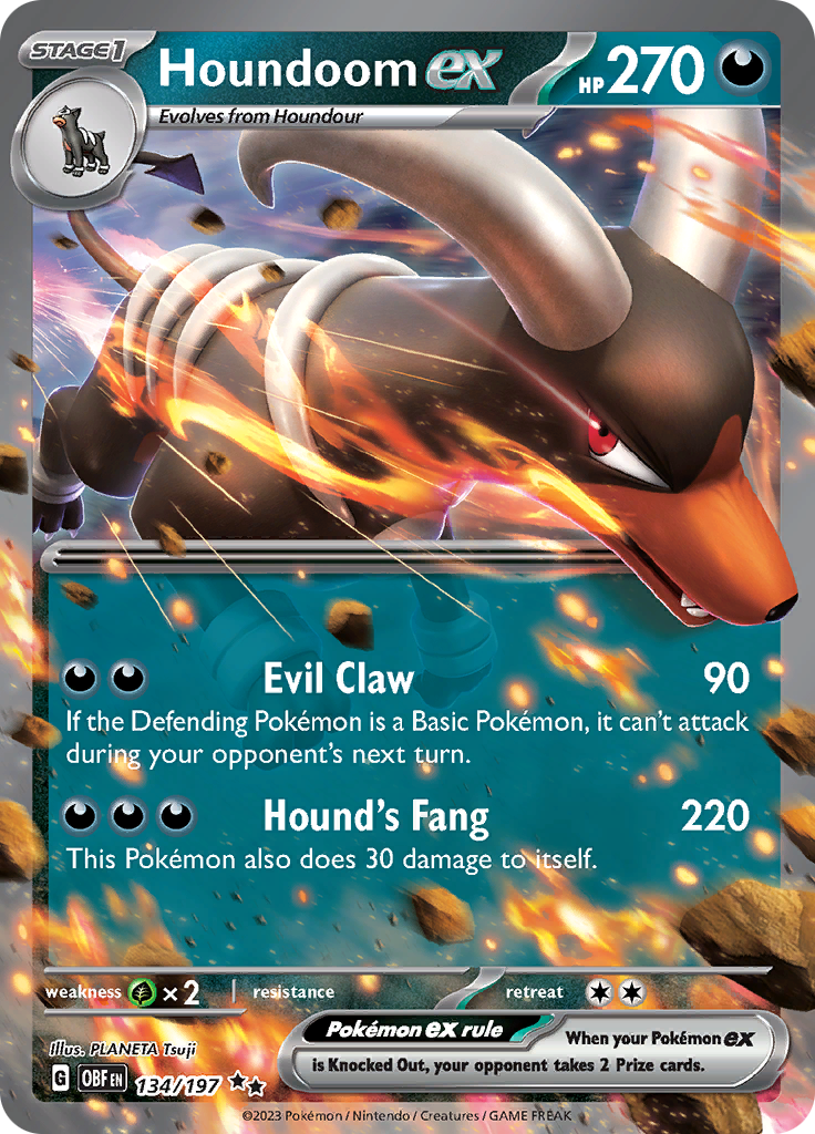 Houndoom ex (134/197) [Scarlet & Violet: Obsidian Flames] - Pokémon - Card Brawlers | Quebec | Canada |