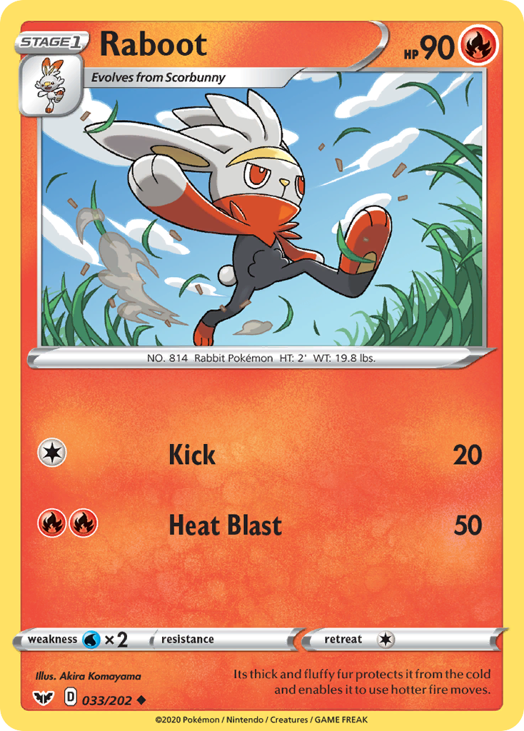 Raboot (033/202) [Sword & Shield: Base Set] - Pokémon - Card Brawlers | Quebec | Canada |
