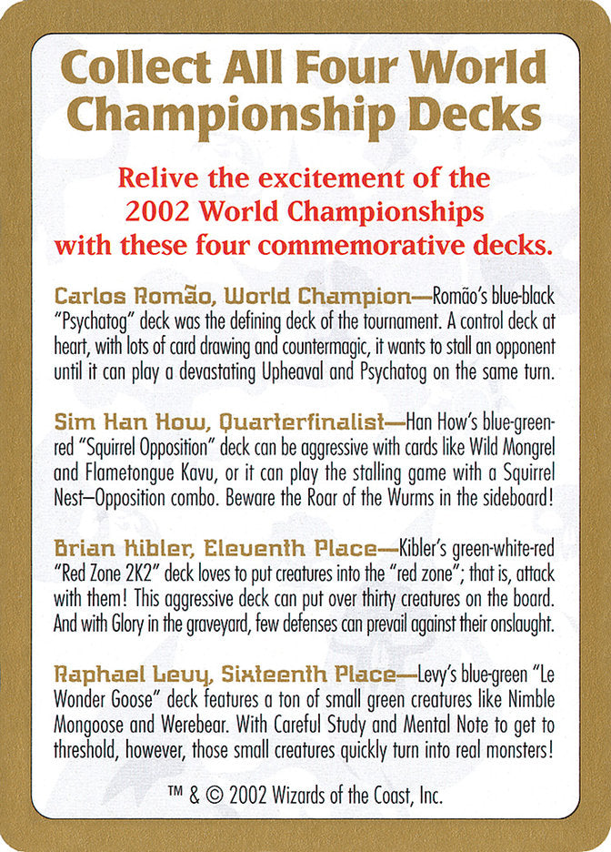 2002 World Championships Ad [World Championship Decks 2002] - Magic: The Gathering - Card Brawlers | Quebec | Canada |