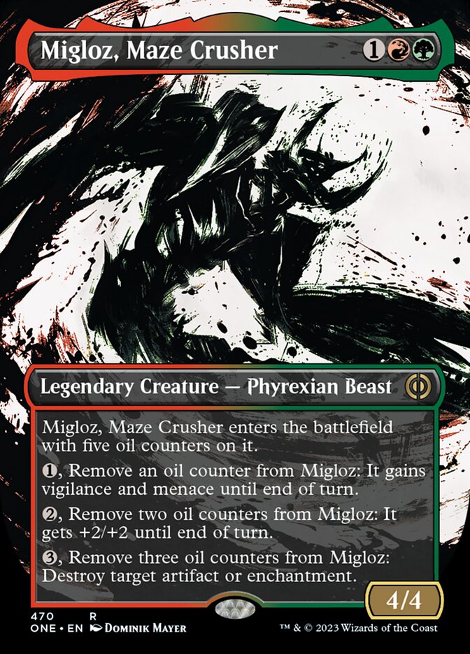 Migloz, Maze Crusher (Borderless Ichor Step-and-Compleat Foil) [Phyrexia: All Will Be One] - Magic: The Gathering - Card Brawlers | Quebec | Canada |