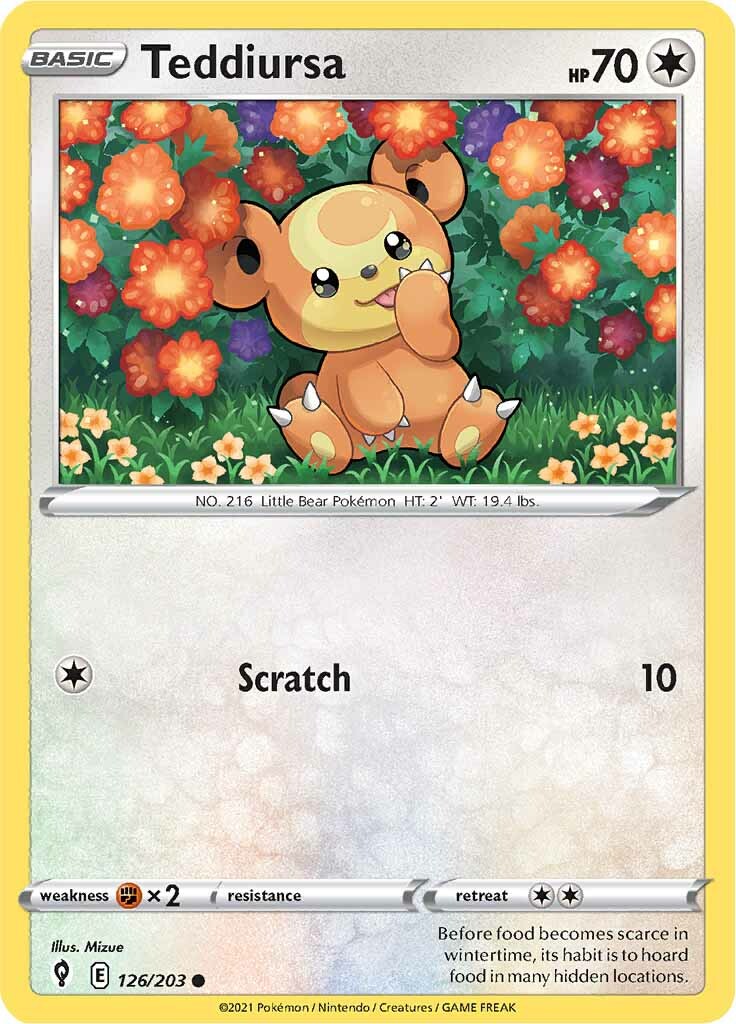 Teddiursa (126/203) [Sword & Shield: Evolving Skies] - Pokémon - Card Brawlers | Quebec | Canada |