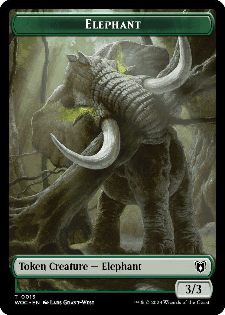 Elephant // Saproling Double - Sided Token [Wilds of Eldraine Commander Tokens] - Card Brawlers