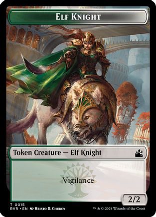 Elf Knight // Angel (0002) Double-Sided Token (RVR-15 // 2) - Ravnica Remastered Foil - Card Brawlers