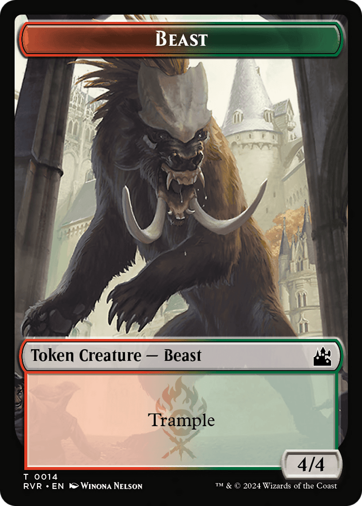 Elf Knight // Beast Double - Sided Token [Ravnica Remastered Tokens] - Card Brawlers