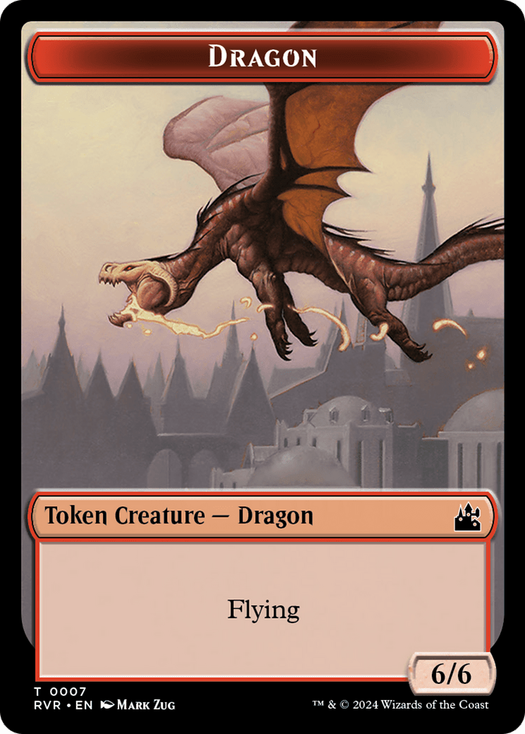 Elf Knight // Dragon Double - Sided Token [Ravnica Remastered Tokens] - Card Brawlers