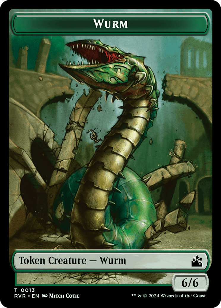 Elf Knight // Wurm Double - Sided Token [Ravnica Remastered Tokens] - Card Brawlers