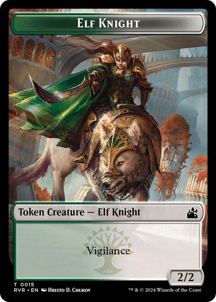 Elf Knight // Wurm Double - Sided Token [Ravnica Remastered Tokens] - Card Brawlers