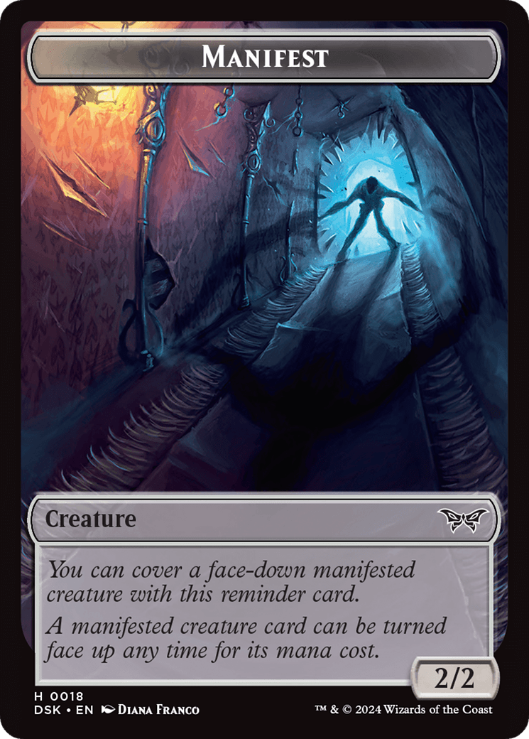 Emblem - Kaito, Bane of Nightmares // Manifest Double - Sided Token [Duskmourn: House of Horror Tokens] - Card Brawlers