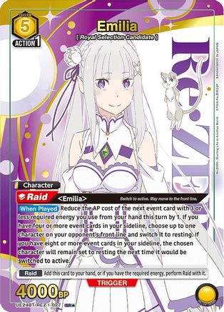 Emilia (027) (Box Topper Gold Foil) (UE24BT/REZ-1-027) - UE24BT ReZERO Starting Life in Another World Foil - Card Brawlers