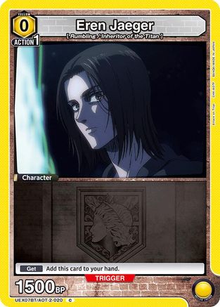 Eren Jaeger (020) (Box Topper Foil) (UEX07BT/AOT-2-020) - UEX07BT Attack on Titan Vol 2 Foil - Card Brawlers