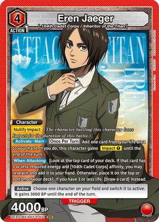 Eren Jaeger (071) (UEX07BT/AOT-2-071) - UEX07BT Attack on Titan Vol 2 Foil - Card Brawlers