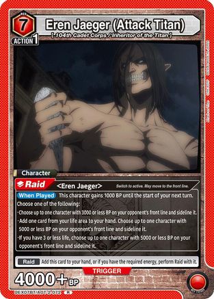 Eren Jaeger (Attack Titan) (UEX07BT/AOT-2-072) - UEX07BT Attack on Titan Vol 2 Foil - Card Brawlers