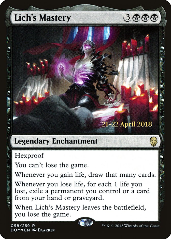Lich's Mastery [Dominaria Prerelease Promos] - Magic: The Gathering - Card Brawlers | Quebec | Canada |
