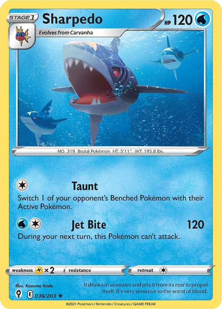 Sharpedo (036/203) [Sword & Shield: Evolving Skies] - Pokémon - Card Brawlers | Quebec | Canada |