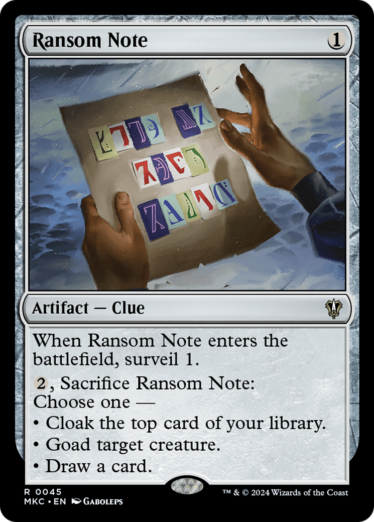 Ransom Note (0045) [Murders at Karlov Manor Commander] - Magic: The Gathering - Card Brawlers | Quebec | Canada |