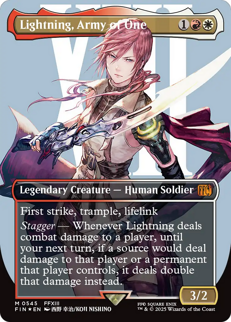 Lightning, Army of One (Borderless) (Surge Foil) [FINAL FANTASY] - Magic: The Gathering - Card Brawlers | Quebec | Canada |