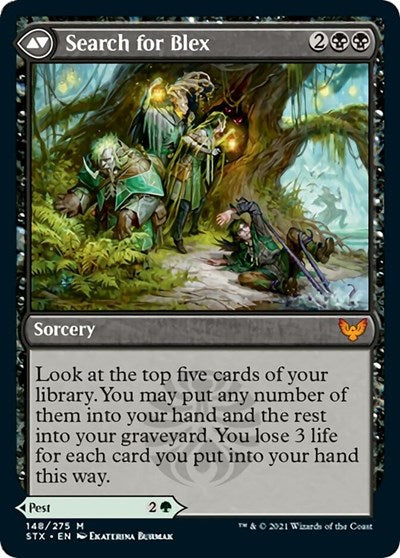 Blex, Vexing Pest // Search for Blex [Strixhaven: School of Mages Prerelease Promos] - Magic: The Gathering - Card Brawlers | Quebec | Canada |