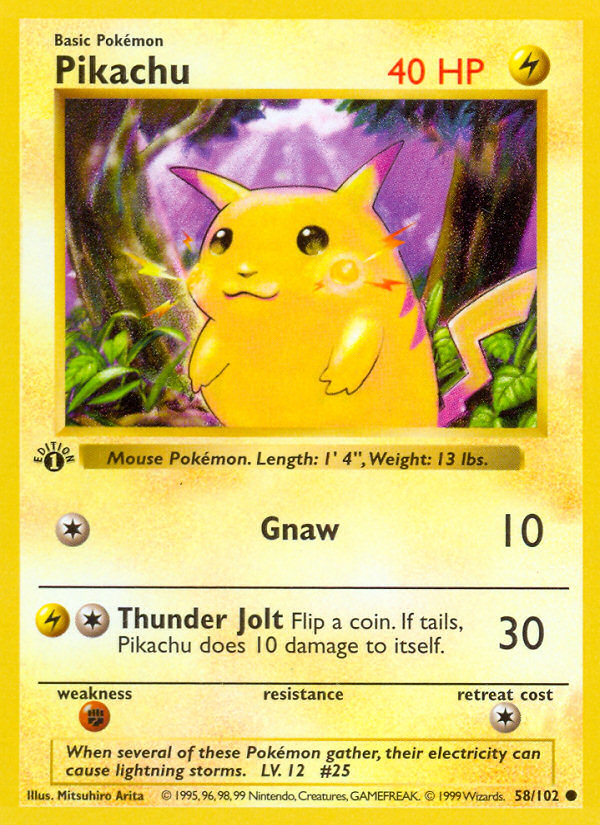 Pikachu (58/102) (Shadowless) [Base Set 1st Edition] - Pokémon - Card Brawlers | Quebec | Canada |