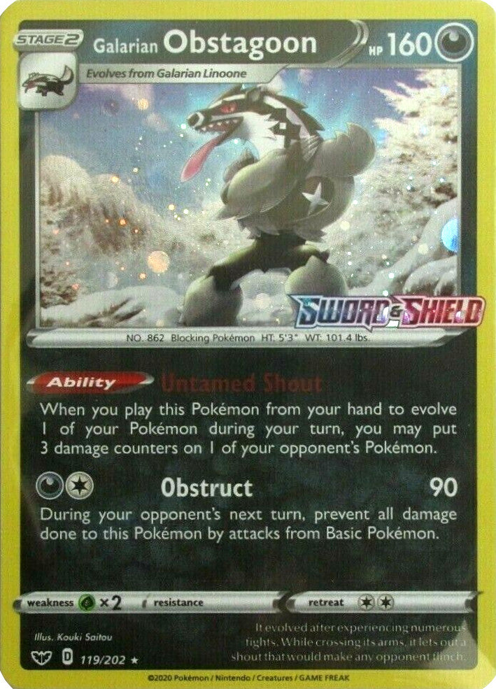 Galarian Obstagoon (119/202) (Cosmos Holo) [Sword & Shield: Base Set] - Pokémon - Card Brawlers | Quebec | Canada |