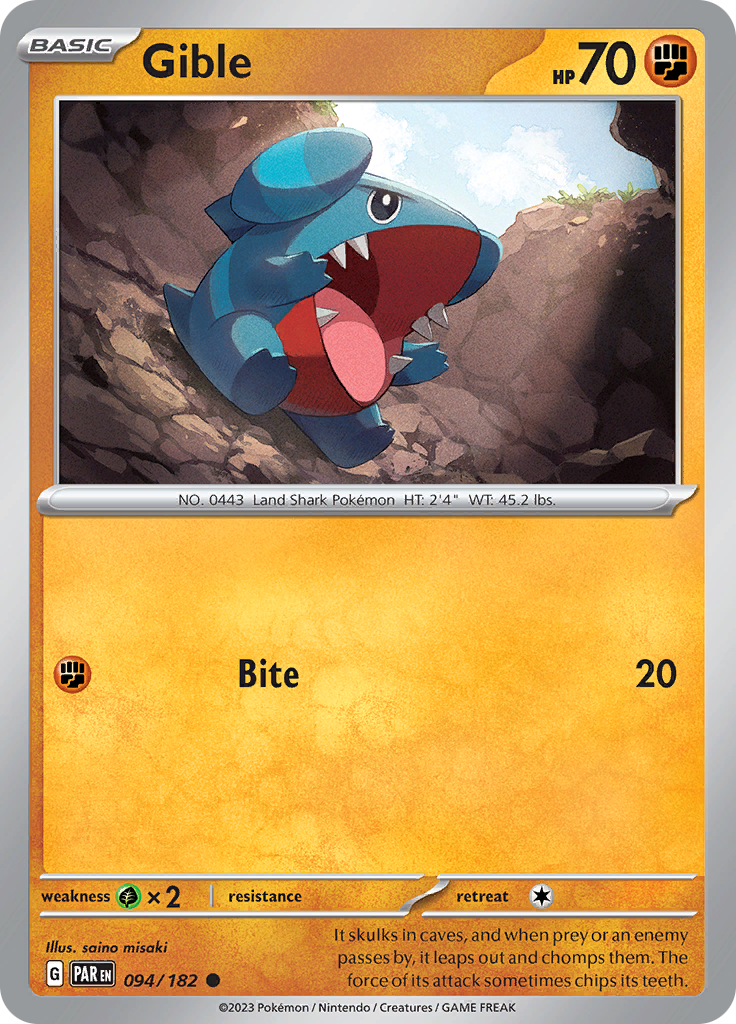 Gible (094/182) [Scarlet & Violet: Paradox Rift] - Pokémon - Card Brawlers | Quebec | Canada |