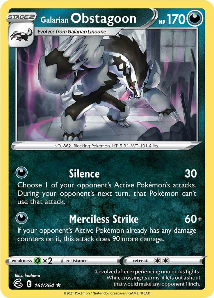 Galarian Obstagoon (161/264) [Sword & Shield: Fusion Strike] - Pokémon - Card Brawlers | Quebec | Canada |