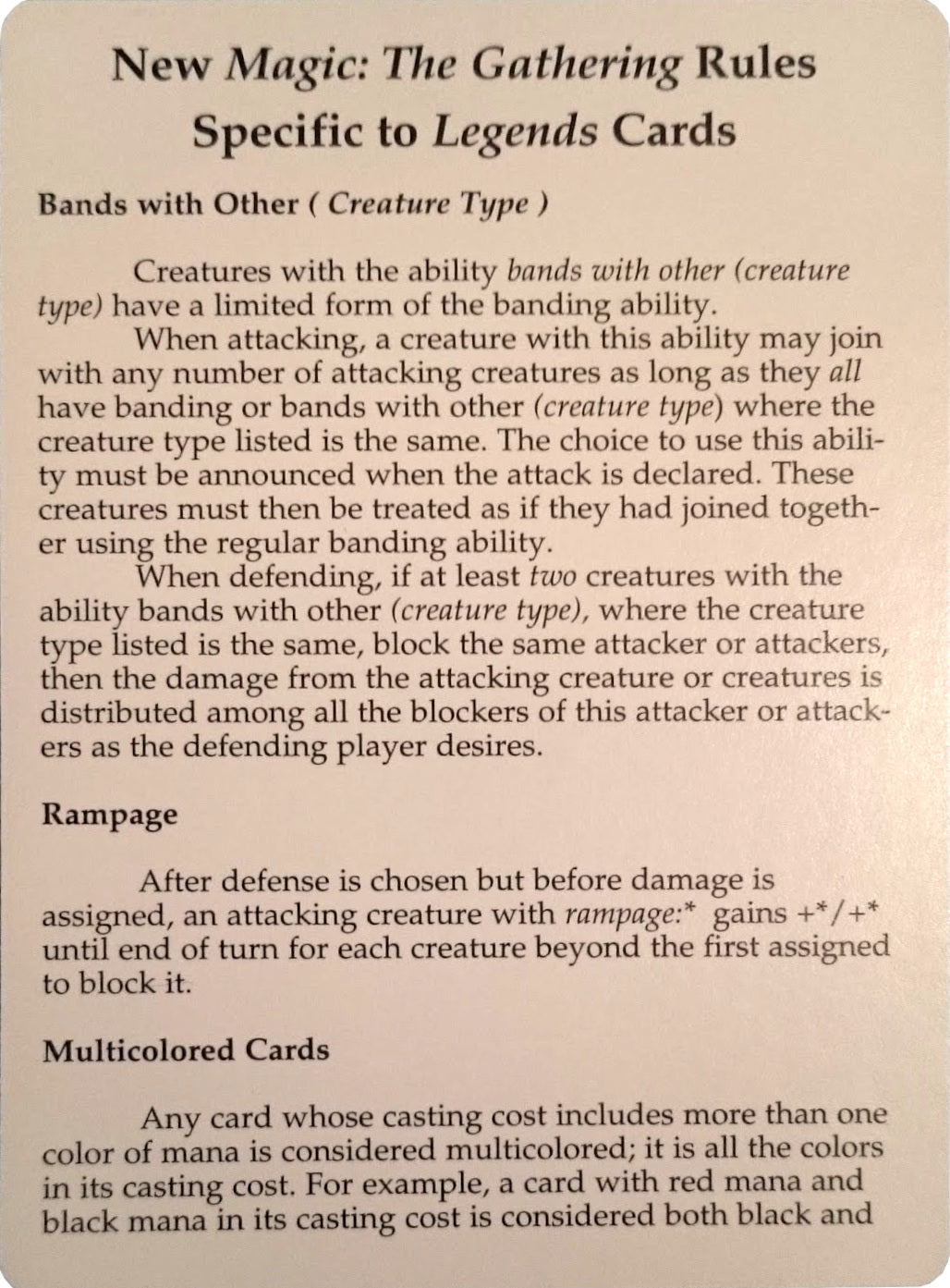 Legends Rules Card [Legends Tokens] - Magic: The Gathering - Card Brawlers | Quebec | Canada |
