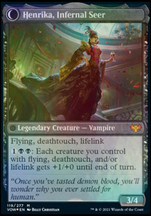 Henrika Domnathi // Henrika, Infernal Seer [Innistrad: Crimson Vow Prerelease Promos] - Magic: The Gathering - Card Brawlers | Quebec | Canada |