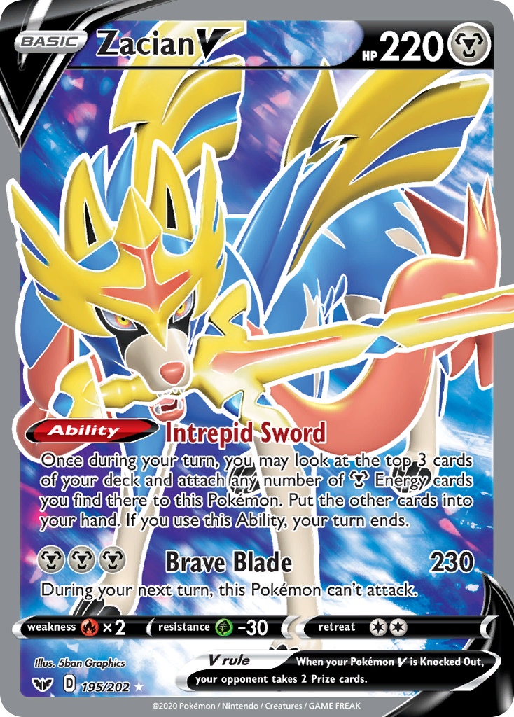 Zacian V (195/202) [Sword & Shield: Base Set] - Pokémon - Card Brawlers | Quebec | Canada |