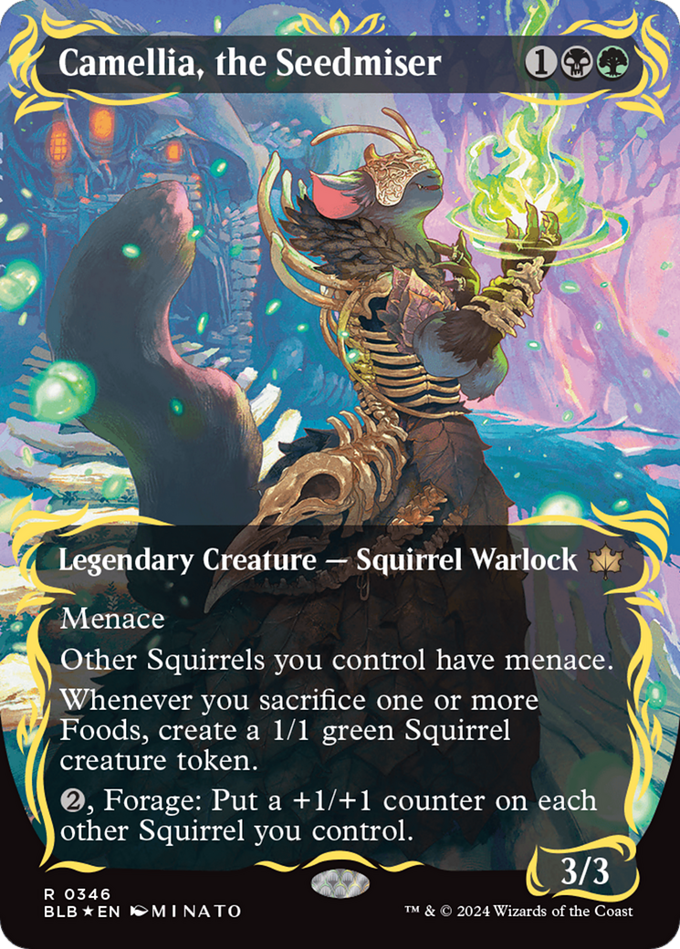 Camellia, the Seedmiser (Borderless) (Raised Foil) [Bloomburrow] - Magic: The Gathering - Card Brawlers | Quebec | Canada |
