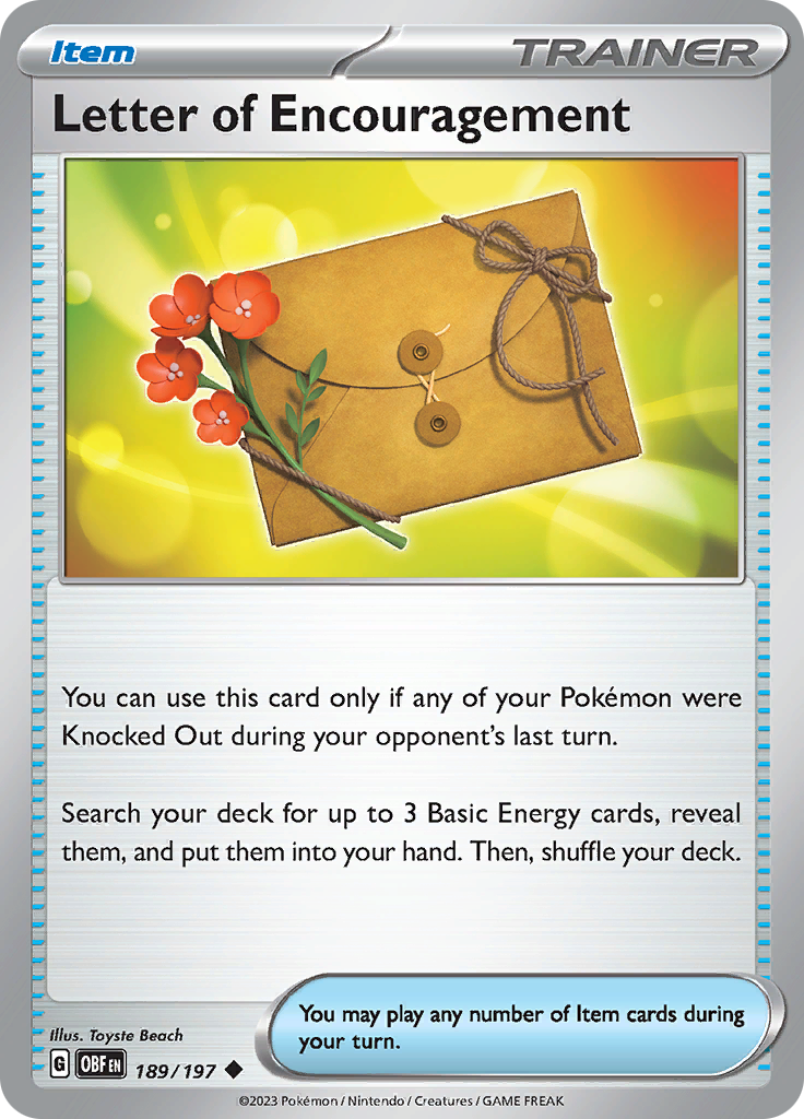 Letter of Encouragement (189/197) [Scarlet & Violet: Obsidian Flames] - Pokémon - Card Brawlers | Quebec | Canada |