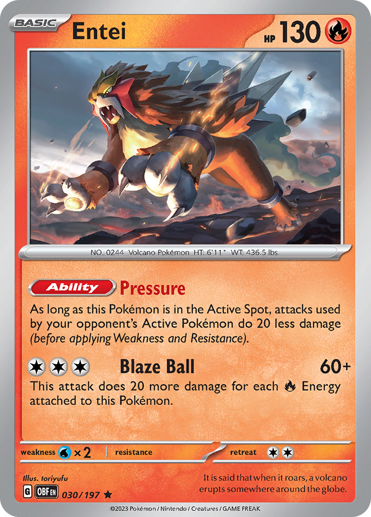 Entei (030/197) [Scarlet & Violet: Obsidian Flames] - Pokémon - Card Brawlers | Quebec | Canada |