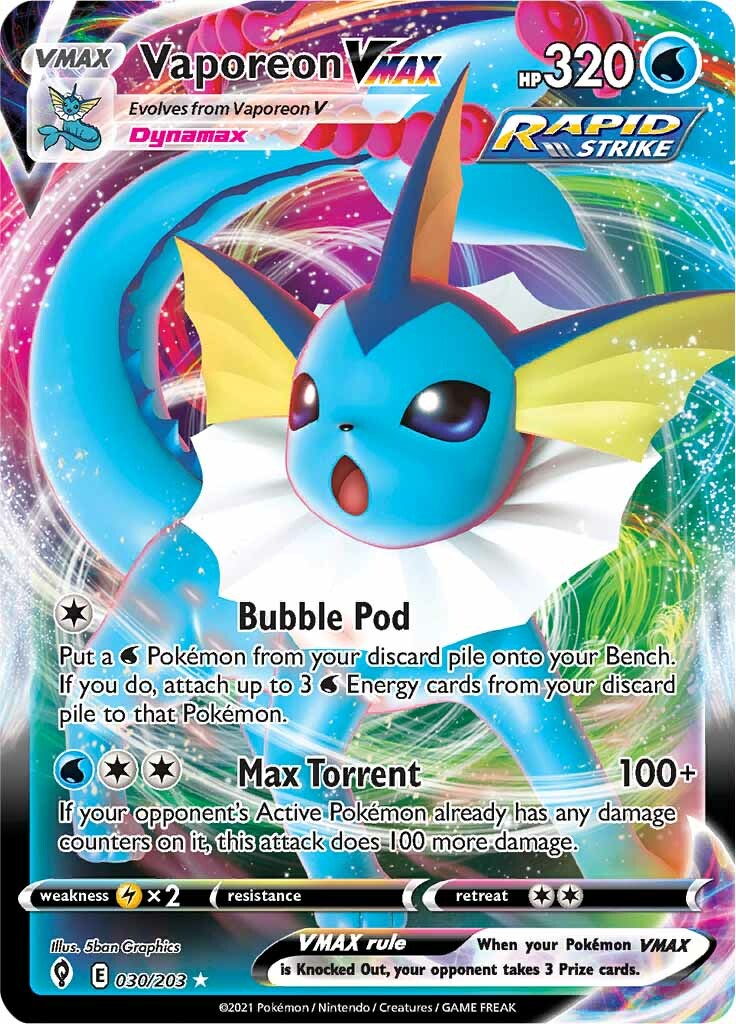 Vaporeon VMAX (030/203) [Sword & Shield: Evolving Skies] - Pokémon - Card Brawlers | Quebec | Canada |