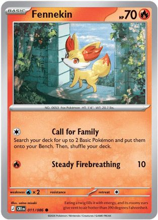 Fennekin (011/null) - Reverse Holofoil [ME04 Chaos Rising] - Card Brawlers