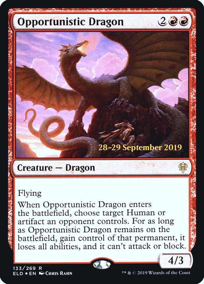 Opportunistic Dragon [Throne of Eldraine Prerelease Promos] - Magic: The Gathering - Card Brawlers | Quebec | Canada |