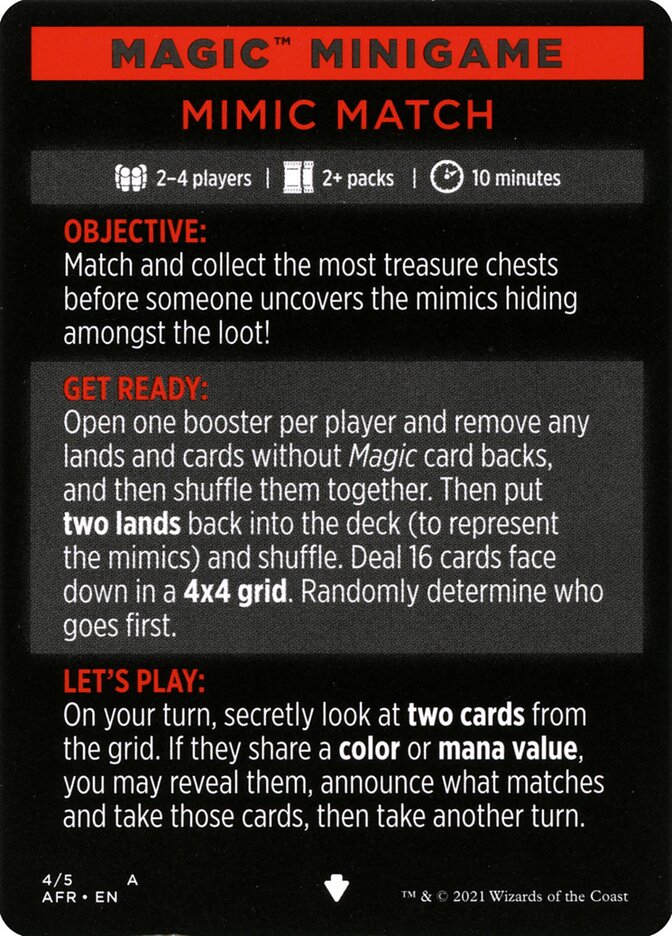 Mimic Match (Magic Minigame) [Dungeons & Dragons: Adventures in the Forgotten Realms Minigame] - Magic: The Gathering - Card Brawlers | Quebec | Canada |