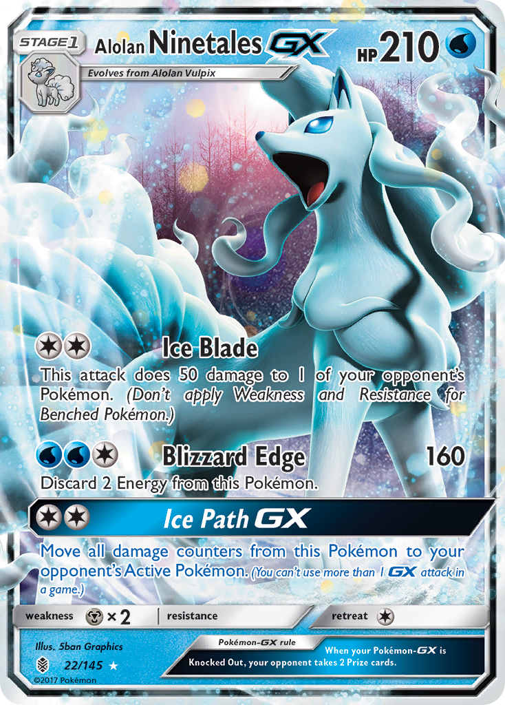 Alolan Ninetales GX (22/145) [Sun & Moon: Guardians Rising] - Pokémon - Card Brawlers | Quebec | Canada |