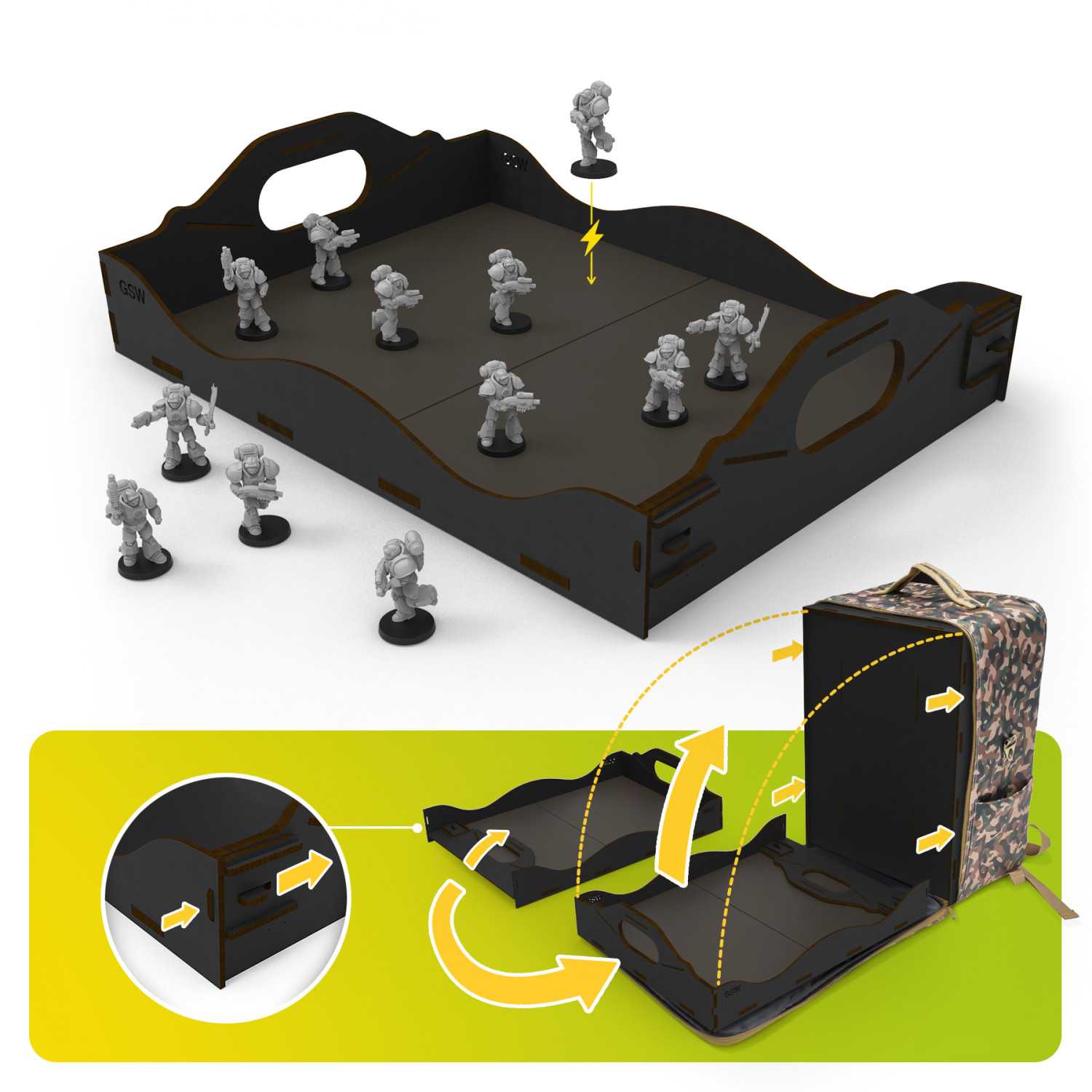 Green Stuff World - Foldable tournament Tray - Compatible with Backpack - Green Stuff World - Card Brawlers | Quebec | Canada |