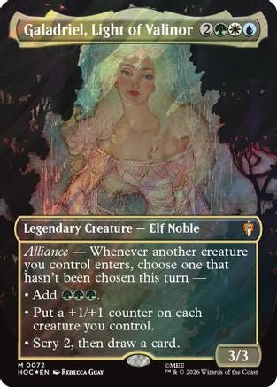 Galadriel, Light of Valinor (Borderless) (Surge Foil) (HOC-072) - The Hobbit: Eternal-Legal Foil - Card Brawlers