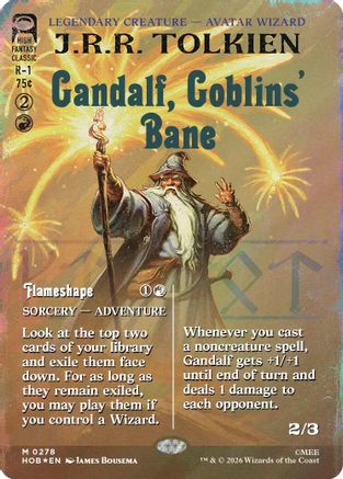 Gandalf, Goblins' Bane (Borderless) (Surge Foil) (HOB-278) - The Hobbit Foil - Card Brawlers