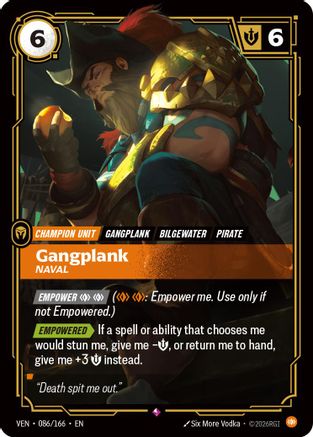 Gangplank - Naval (086/166) - Vendetta Foil - Card Brawlers