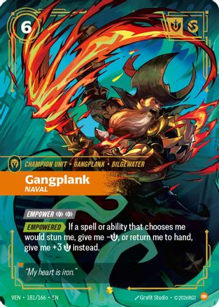 Gangplank - Naval (Overnumbered) (181/166) - Vendetta Foil - Card Brawlers