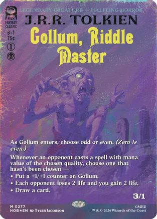 Gollum, Riddle Master (Borderless) (Surge Foil) (HOB-277) - The Hobbit Foil - Card Brawlers