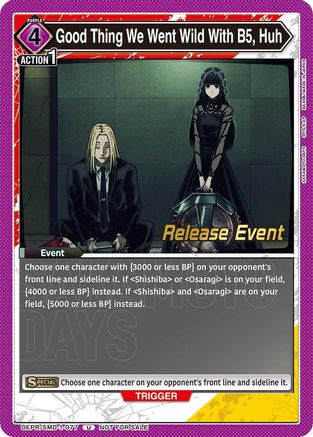 Good Thing We Went Wild With B5, Huh (Release Event) (UE19BT/SMD-1-077) - UE19BT SAKAMOTO DAYS Release Event Cards - Card Brawlers