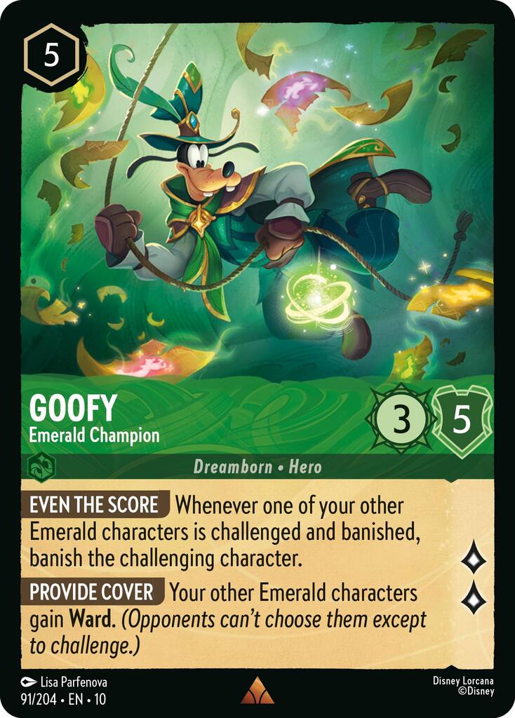 Goofy - Emerald Champion (91/204) [Whispers in the Well] - Card Brawlers