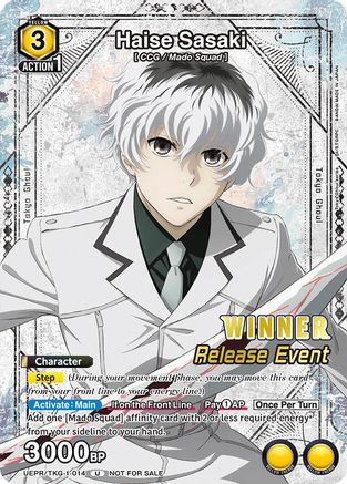 Haise Sasaki (014) (Release Event Winner) (UEPR/TKG-1-014) - UE18BT Tokyo Ghoul Release Event Foil - Card Brawlers