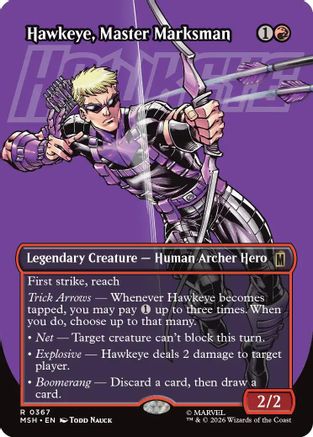Hawkeye, Master Marksman (Borderless) (MSH-367) - Marvel Super Heroes - Card Brawlers